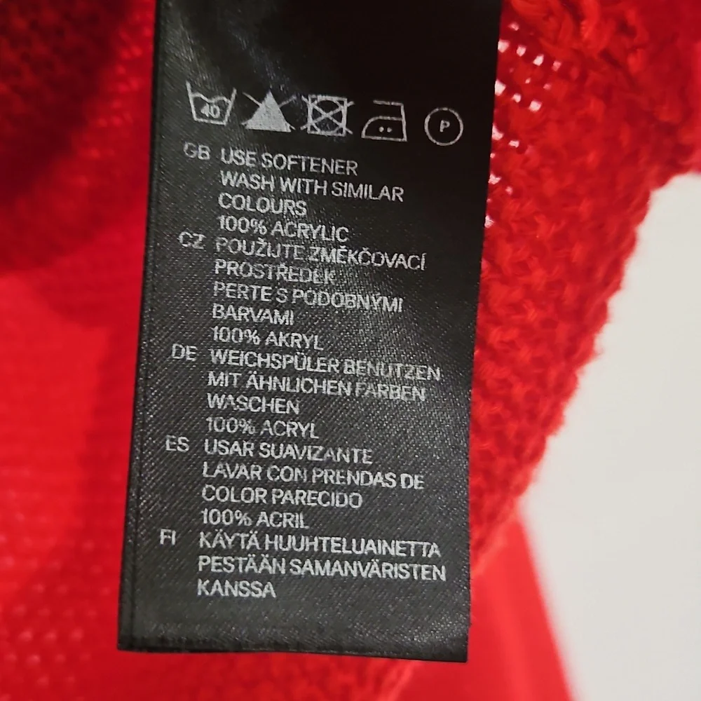 H&M Red Basket Weave Open Cardigan Womens Sz Med